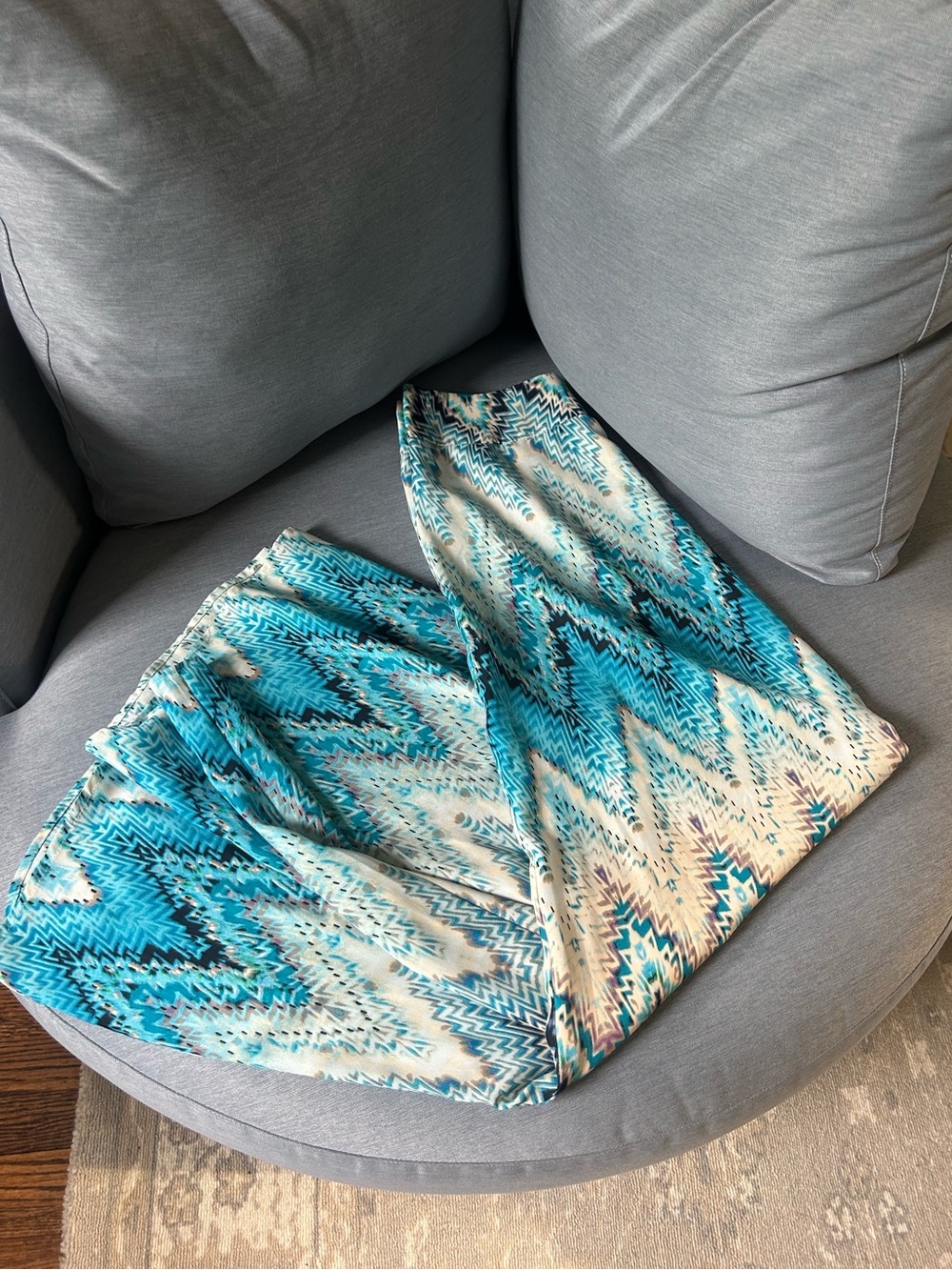 Saint Tropez West Blue Chevron Maxi Skirt